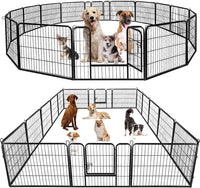 Metal Dog Playpen Fence With Door 24"/ 32" /40" Height 8/16/24/32 Panels