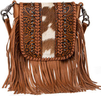 Genuine Leather Fringe Purse Western Crossbody Bag - Montana West