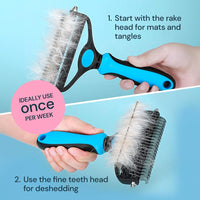 Dog Grooming Brush for Shedding - 2 in 1 Deshedding Tool