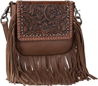 Genuine Leather Fringe Purse Western Crossbody Bag - Montana West