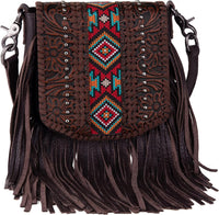 Genuine Leather Fringe Purse Western Crossbody Bag - Montana West