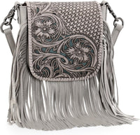 Genuine Leather Fringe Purse Western Crossbody Bag - Montana West