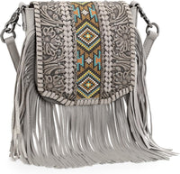 Genuine Leather Fringe Purse Western Crossbody Bag - Montana West