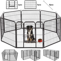 Metal Dog Playpen Fence With Door 24"/ 32" /40" Height 8/16/24/32 Panels