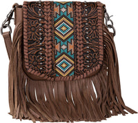 Genuine Leather Fringe Purse Western Crossbody Bag - Montana West