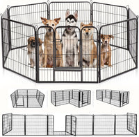 Metal Dog Playpen Fence With Door 24"/ 32" /40" Height 8/16/24/32 Panels