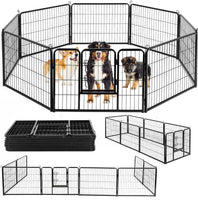 Metal Dog Playpen Fence With Door 24"/ 32" /40" Height 8/16/24/32 Panels