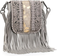 Genuine Leather Fringe Purse Western Crossbody Bag - Montana West