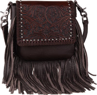 Genuine Leather Fringe Purse Western Crossbody Bag - Montana West
