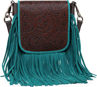 Genuine Leather Fringe Purse Western Crossbody Bag - Montana West