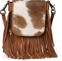 Genuine Leather Fringe Purse Western Crossbody Bag - Montana West