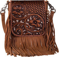 Genuine Leather Fringe Purse Western Crossbody Bag - Montana West