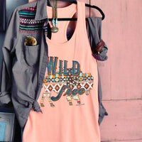Wild and Free Aztec Buffalo - Womens Racerback Tank