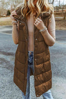 Longline Hooded Sleeveless Puffer Vest