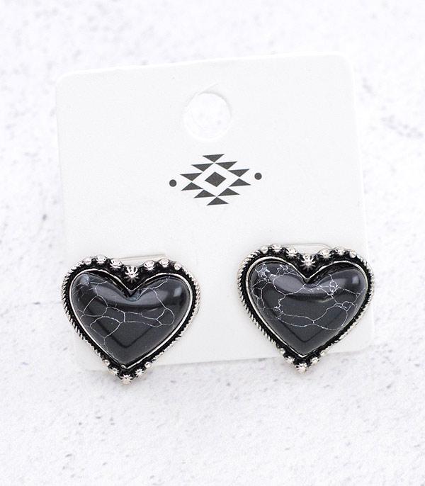 Western Heart Stone Earrings