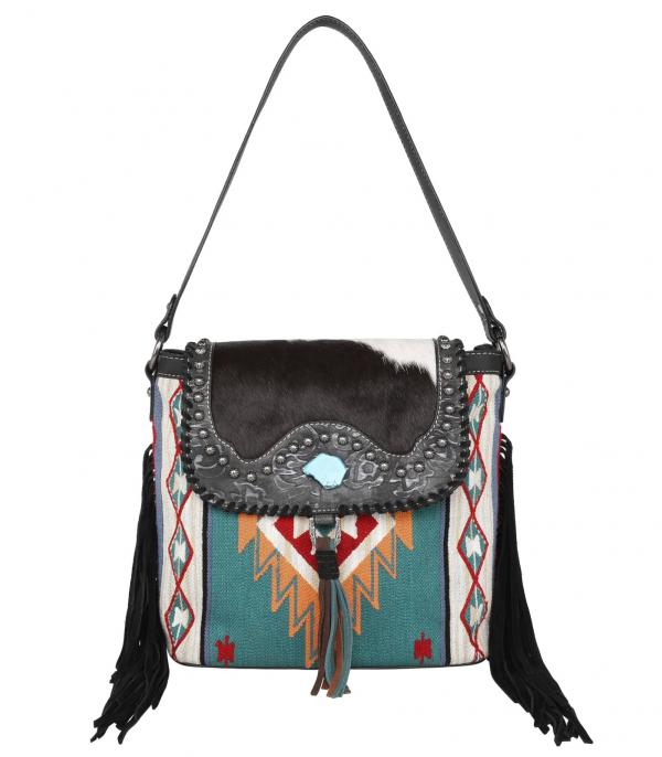Montana West Cowhide Aztec Hobo Bag