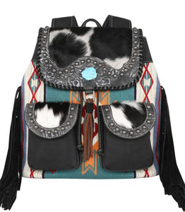 Montana West Cowhide Aztec Backpack