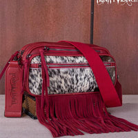 Floral Tooled Fringe Belt Bag