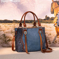 Trinity Ranch Tooled Tote Crossbody Bag