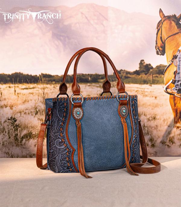 Trinity Ranch Tooled Tote Crossbody Bag