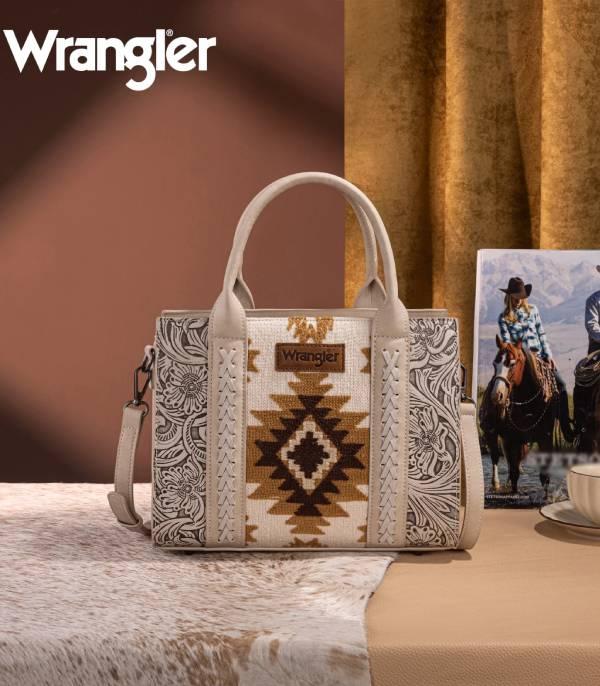 Wrangler Aztec Tooled Tote Crossbody Bag