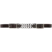 TOUGH1 HARNESS LEATHER CURB STRAP WITH DOUBLE CHAIN