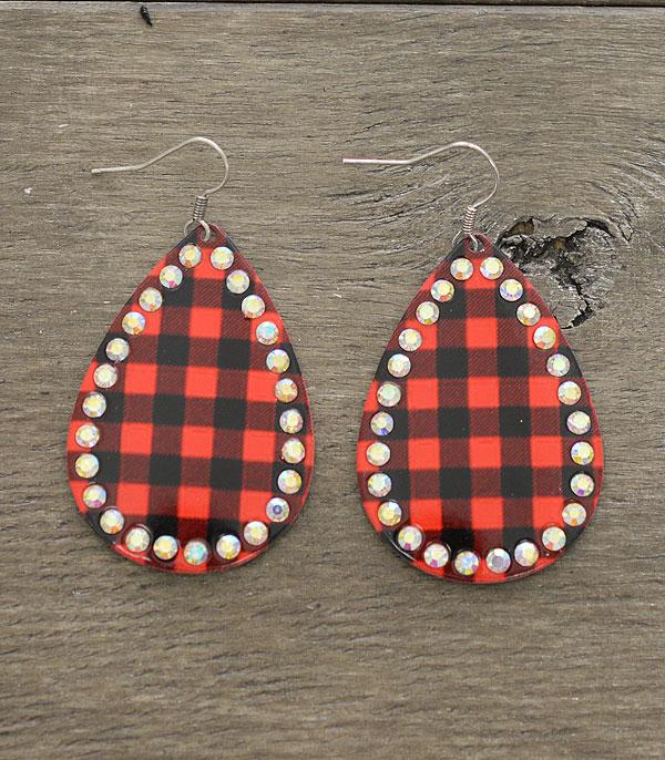 Buffalo Plaid Tear Drop Earrings