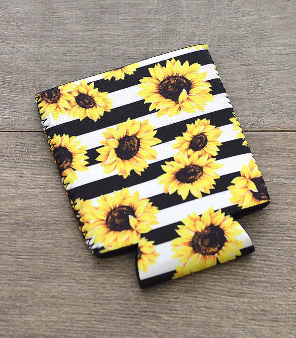 Sunflower Stripes Print Drink Sleeve