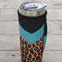 Turquoise Leopard Chevron Print Tumbler Sleeve