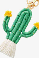 Bead Trim Cactus Keychain with Fringe
