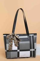 Adored Color Block Tie Detail PU Leather Tote Bag
