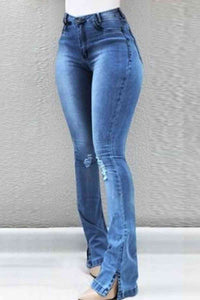 Buttoned Slit Jeans