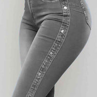 Button Detail Flare Jeans