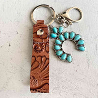 Turquoise Genuine Leather Key Chain
