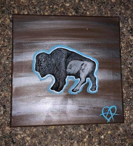 3D buffalo on stretched canvas painting.