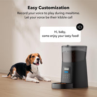 Automatic Dog Feeder 6L Auto Dry Food Dispenser for Dog and Cat with Lock Lid for Naughty Pet, Timed Cat Feeder Low Food Indication Anti-Clog up to 50 Portion & 6 Meals Daily, Black