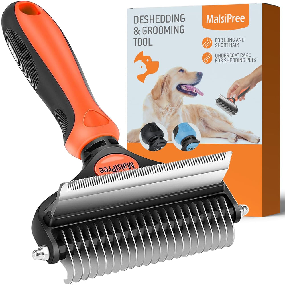 Dog Grooming Brush for Shedding - 2 in 1 Deshedding Tool 