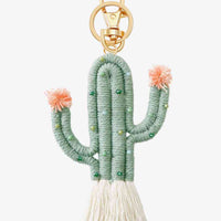 Bead Trim Cactus Keychain with Fringe