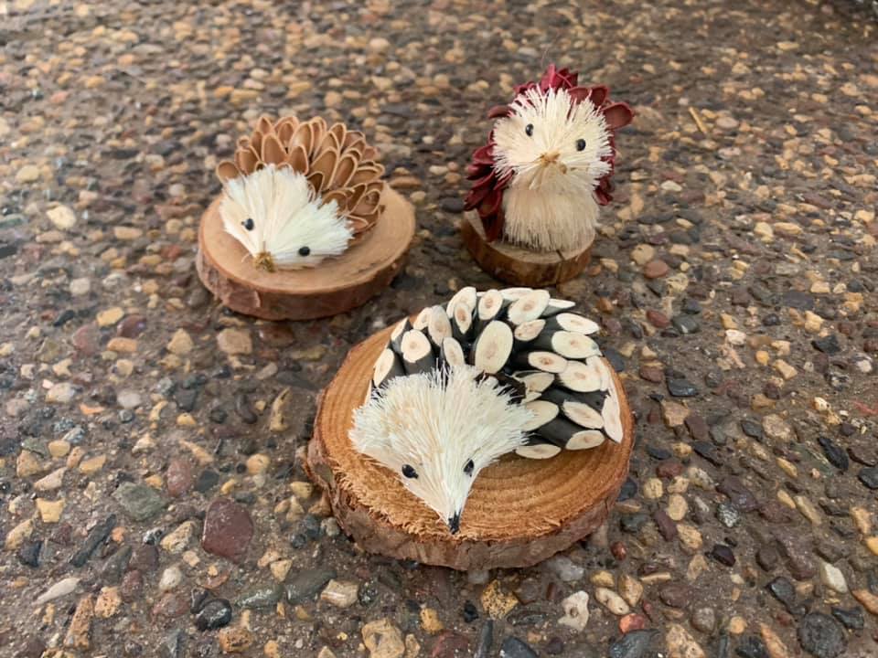 Wooden Nature Creatures Mini Trio Hedgehogs