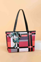 Adored Color Block Tie Detail PU Leather Tote Bag
