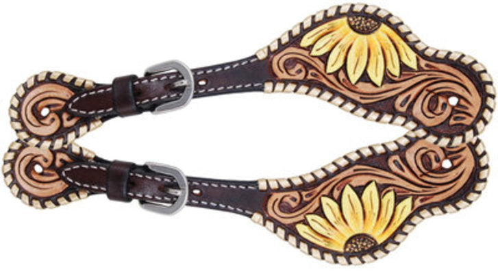 Rafter T Hand Painted Sunflower Spur Straps