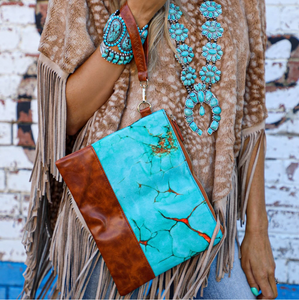 Turquoise Wristlet Handbag