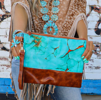 Turquoise Wristlet Handbag
