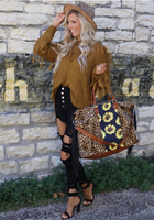 Fringe Cheetah Sunflower Weekender Bag
