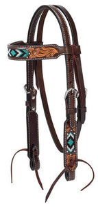 PONY Turquoise Cross Two Toned Browband Headstall