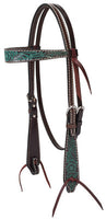 Turquoise Cross Carved Flower Browband Headstall