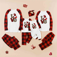 LOVE Graphic Top and Plaid Pants Set
