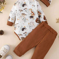 Baby Printed Bodysuit and Waffle-Knit Joggers Set