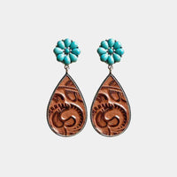 Turquoise Flower Teardrop Earrings