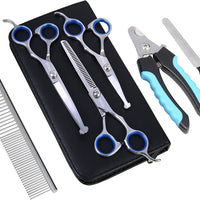 Dog Grooming Scissors Set, Safety round Tip, Grooming Tools 6 Pieces Kit for Dogs 